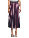 SANDRO Knit Striped Midi Skirt