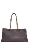 BOTTEGA VENETA INTRECCIATO EAST/WEST LEATHER TOTE BAG - BROWN,389413VO0AD