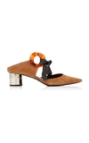 PROENZA SCHOULER LEATHER-TRIMMED GROMMET-EMBELLISHED SUEDE MULES,678816