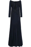 dressing gownRTO CAVALLI WOMAN EMBELLISHED SILK-BLEND GEORGETTE GOWN NAVY,GB 10375442619406415