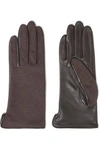 AGNELLE WOMAN COTTON-JERSEY AND LEATHER GLOVES CHOCOLATE,AU 4146401443613074