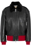 CALVIN KLEIN 205W39NYC CALVIN KLEIN 205W39NYC WOMAN SHEARLING-LINED LEATHER BOMBER JACKET BLACK,3074457345619267174
