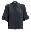 FRAME Ruffled Silk Button-Down Shirt,060022865698