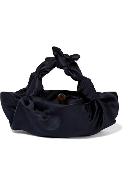 The Row The Ascot Small Satin Hobo Bag In Navy