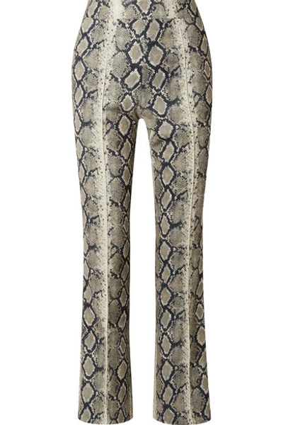 We11 Done We11done Cropped Flared Python Effect Trousers In Multicoloured