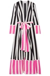 WE ARE LEONE STRIPED SILK CREPE DE CHINE ROBE