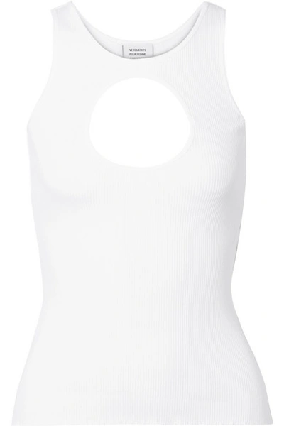 Vetements Cutout Ribbed Stretch-cotton Tank In White