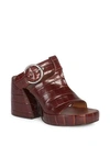 CHLOÉ Croc-Embossed Leather Buckle Sandals