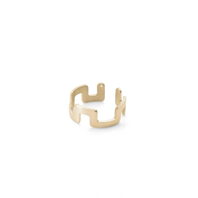 Ekria Small Square Stackable Midi Ring Shiny Yellow Gold