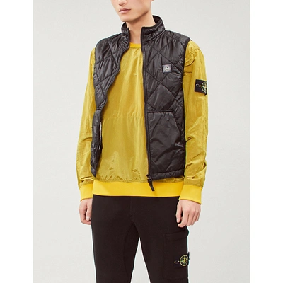 Stone Island Quilted Shell Gilet In Nero/black