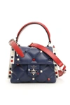 Valentino Mini Candystud Top Handle Leather Satchel In Pure Blue Light Ivory Rosso V|blu
