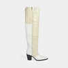 GANNI GANNI | Nadine Over The Knee Boots in Bright White Calfskin and Suede
