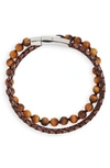 JONAS STUDIO HAND KNOTTED TIGER'S EYE & LEATHER BRACELET,1124-TG