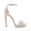 Jimmy Choo Misty 120 Natural And Silver Metallic Linen Platform Sandals In Natural/silver