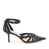 Jimmy Choo Travis 65 Black Metallic Nappa Leather Strappy Pump With A Pointed Toe