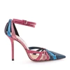 Jimmy Choo Travis 100 Raspberry Mix Glitter Fabric Strappy Pump With A Pointed Toe