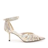 JIMMY CHOO TRAVIS 65 Gold Mix Metallic Nappa Leather Strappy Pump with a Pointed Toe,TRAVIS65MNI S