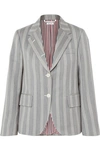 THOM BROWNE STRIPED WOOL AND COTTON-BLEND BLAZER