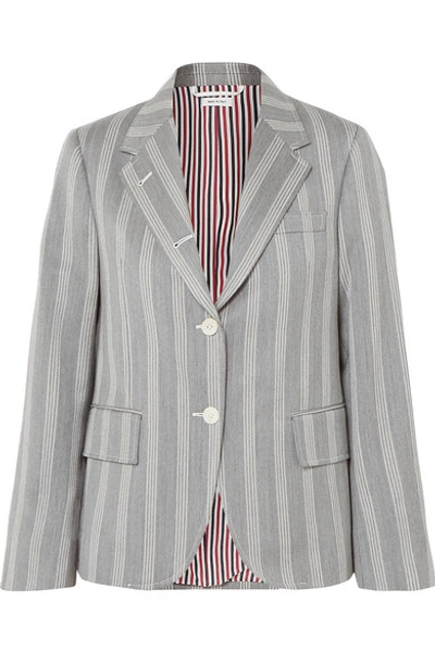 Thom Browne Striped Wool And Cotton-blend Blazer In Grey
