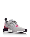 Adidas Originals Women's Nmd R1 Knit Lace Up Sneakers In Grey Three/ Shock Pink