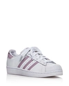 Adidas Originals Women's Superstar Lace Up Sneakers In White/lilac