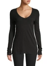 ATM ANTHONY THOMAS MELILLO WOMEN'S LONG-SLEEVE V-NECK SLUB TEE,0400010310023