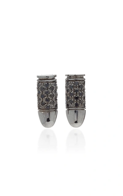 Akillis Mini Bang Clip 18k Gold Diamond Earrings In Black