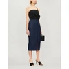 ROLAND MOURET MORITA ONE-SHOULDER WOOL-CREPE DRESS