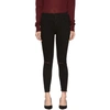 Frame Black 'le High Skinny' Crop Rips Jeans In Noir Slits