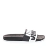 JIMMY CHOO REY/M Black and White Logo Embossed Leather and Rubber Sliders,REYMOGU S