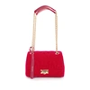 JIMMY CHOO HELIA SHOULDER BAG/S RASPBERRY VELVET SHOULDER BAG WITH CHAIN SRAP,HELIASHOULDERBAGSTMV