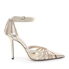 JIMMY CHOO TRAVIS 100 Gold Mix Metallic Nappa Leather Strappy Pump with a Pointed Toe,TRAVIS100MNI