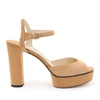 JIMMY CHOO PEACHY 105 CARAMEL SUEDE PLATFORM SANDALS,PEACHY105SUE