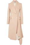 ALEXANDER MCQUEEN ASYMMETRIC DOUBLE-BREASTED FRAYED WOOL AND CASHMERE-BLEND COAT