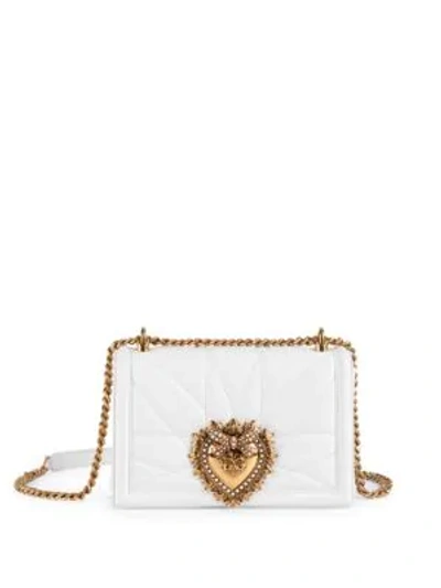 Dolce & Gabbana Women's Medium Devotion Quilted Leather Shoulder Bag In White