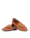 Chloé The C Collapsible-heel Leather Loafers In Beige