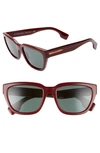 BURBERRY 54MM SQUARE SUNGLASSES - BORDEAUX/ GREY SOLID,BE427754-Y