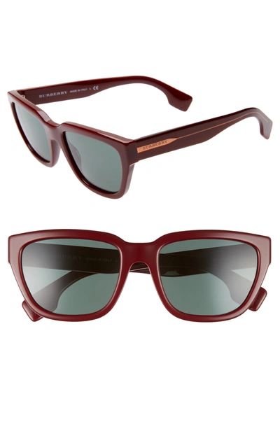 Burberry 54mm Square Sunglasses - Bordeaux/ Grey Solid In Green