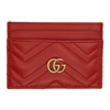 Gucci Gg Marmont Quilted Leather Cardholder In Red