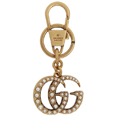 Gucci Gold Gg Pearl Keychain In 8817 Gold P