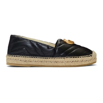 Gucci Logo-embellished Quilted Leather Espadrilles In Black