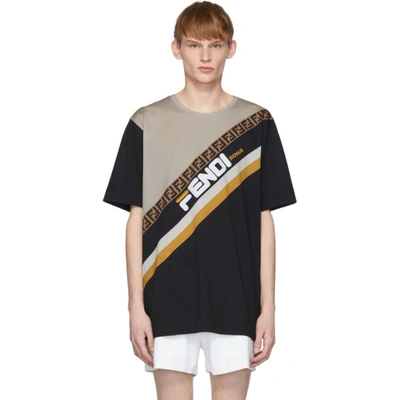 Fendi X Fila Logo Cotton T-shirt In Black ModeSens