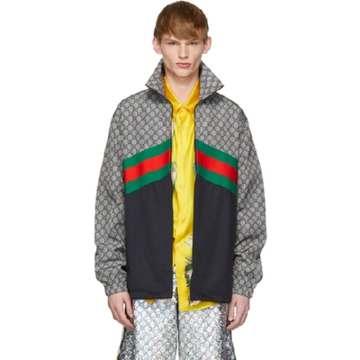 Gucci Multicolor Oversized Technical Track Jacket In Grey