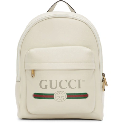 Gucci Men's Vintage Logo-print Leather Backpack In White
