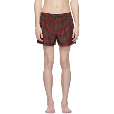 Vetements Checked Swim Shorts In Red