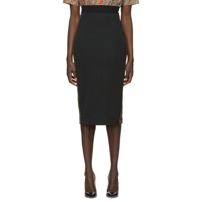 Fendi Black Logo Band Pencil Skirt