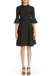 Valentino Couture Ruffled Sleeves Crepe Mini Dress In Black