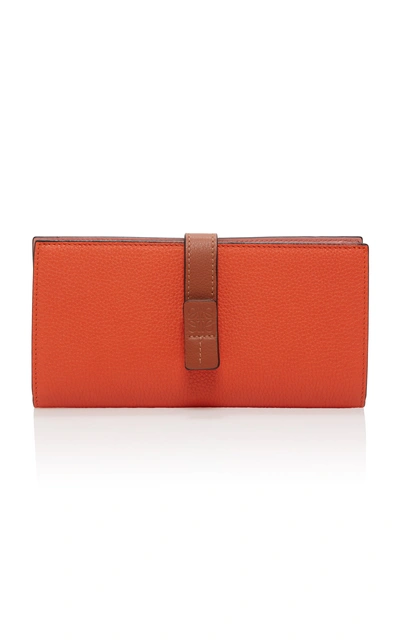 Loewe Textured-leather Wallet In Orange