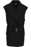 MICHAEL KORS MICHAEL KORS COLLECTION WOMAN BELTED WOOL AND COTTON-BLEND waistcoat BLACK,3074457345619863167