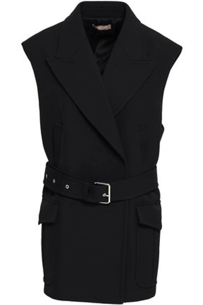Michael Kors Collection Woman Belted Wool And Cotton-blend Waistcoat Black